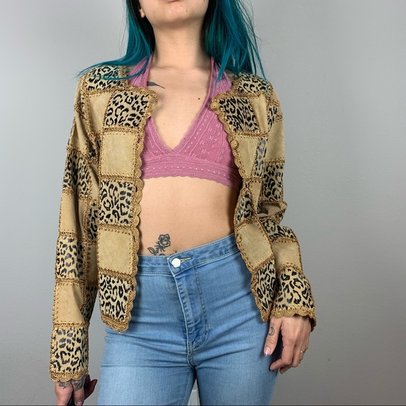 Genuine leopard print leather jacket - Picture 3 of 5